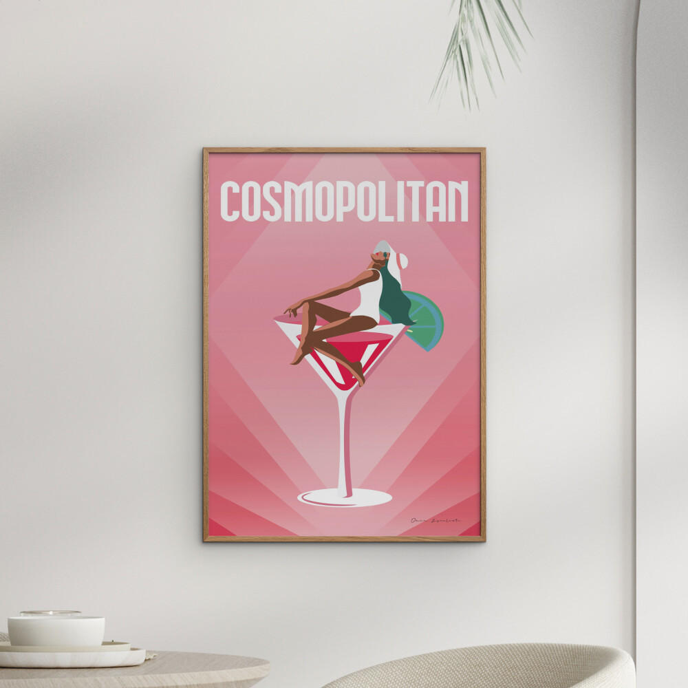 POSTER mit Rahmen Wild Apple - Cosmopolitan - Pink/Eichefarben, Holz/Papier (70/100cm) - Poster&Frame