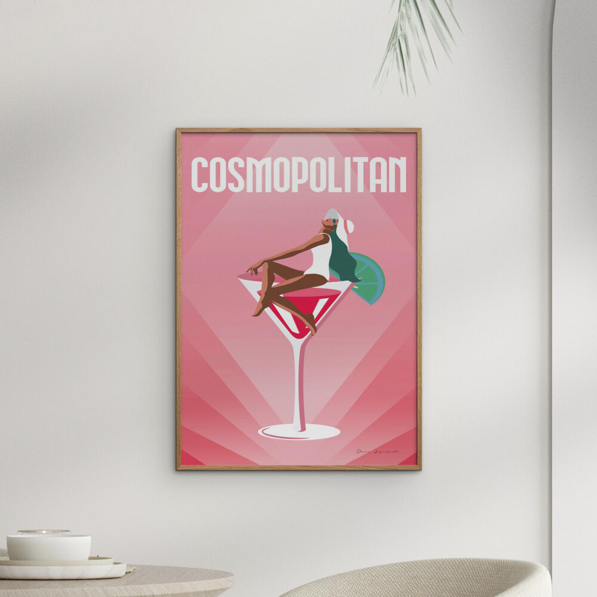 POSTER mit Rahmen Wild Apple - Cosmopolitan - Pink/Eichefarben, Holz/Papier (70/100cm) - Poster&Frame