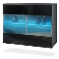 KOMMODE Bari Schwarz Hochglanz - Schwarz Hochglanz, Holzwerkstoff (92.5/73.5/35cm) - Vladon