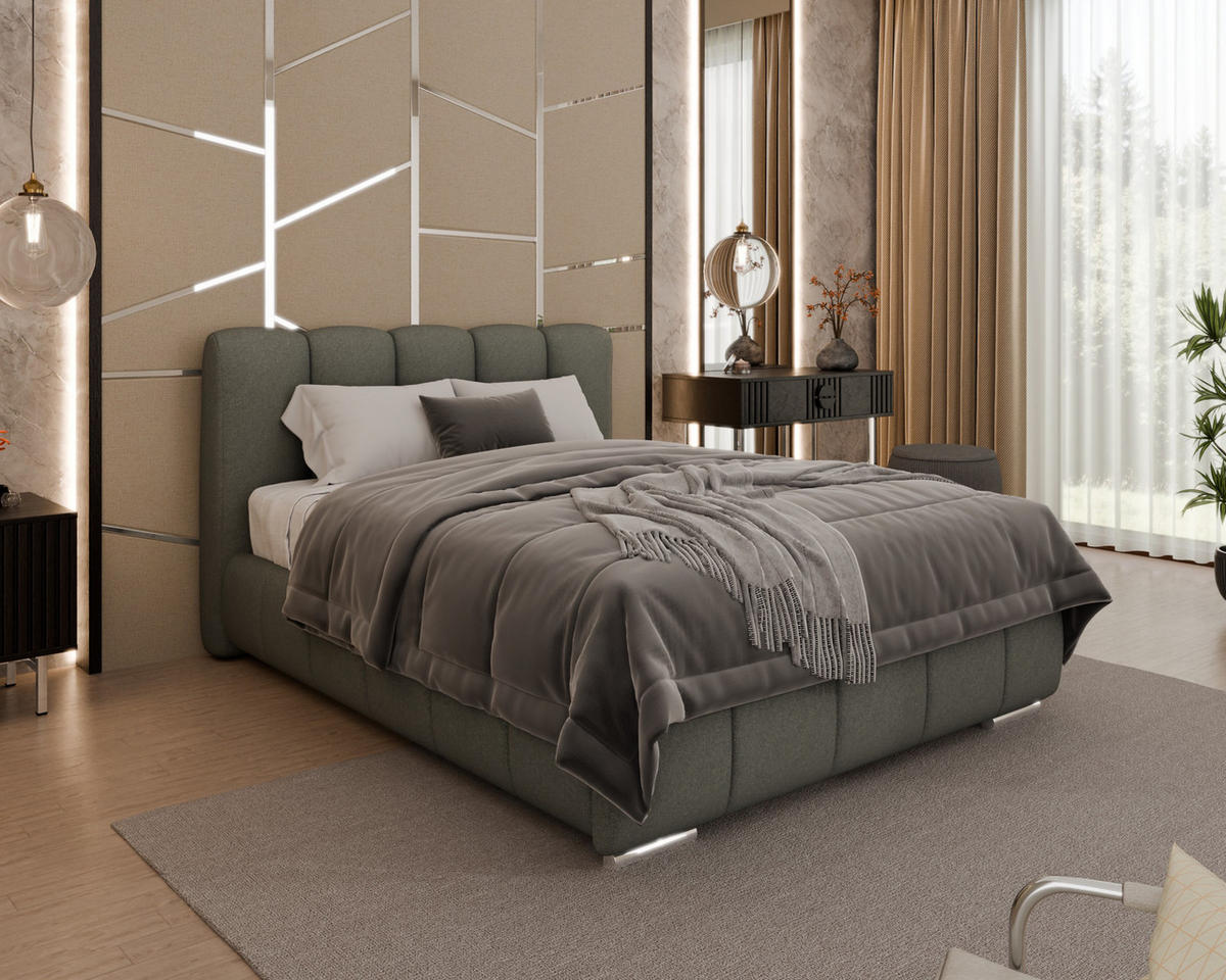 POLSTERBETT Zaira 140x200cm – Elegantes Polsterbett für modernen Wohnstil , ohne matratze, grau - Grau, Holz (120/200cm) - Homesy