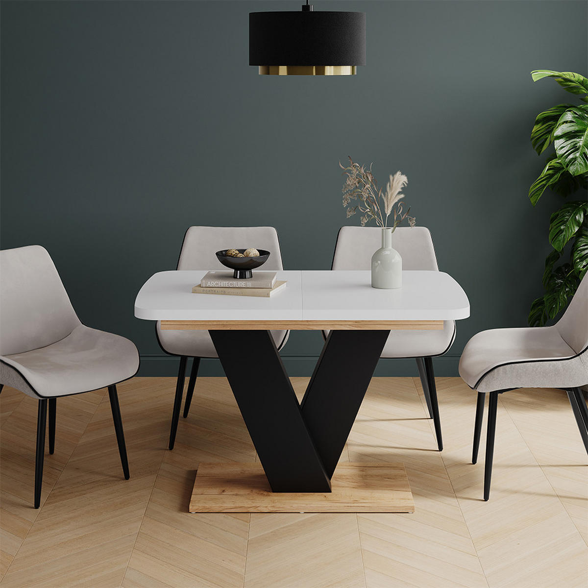 JÍDELNÍ STŮL Fenaro Bílý/zlatý dub - bílá/medově dubová, kompozitní dřevo (80/120/77.4cm) - Vicco