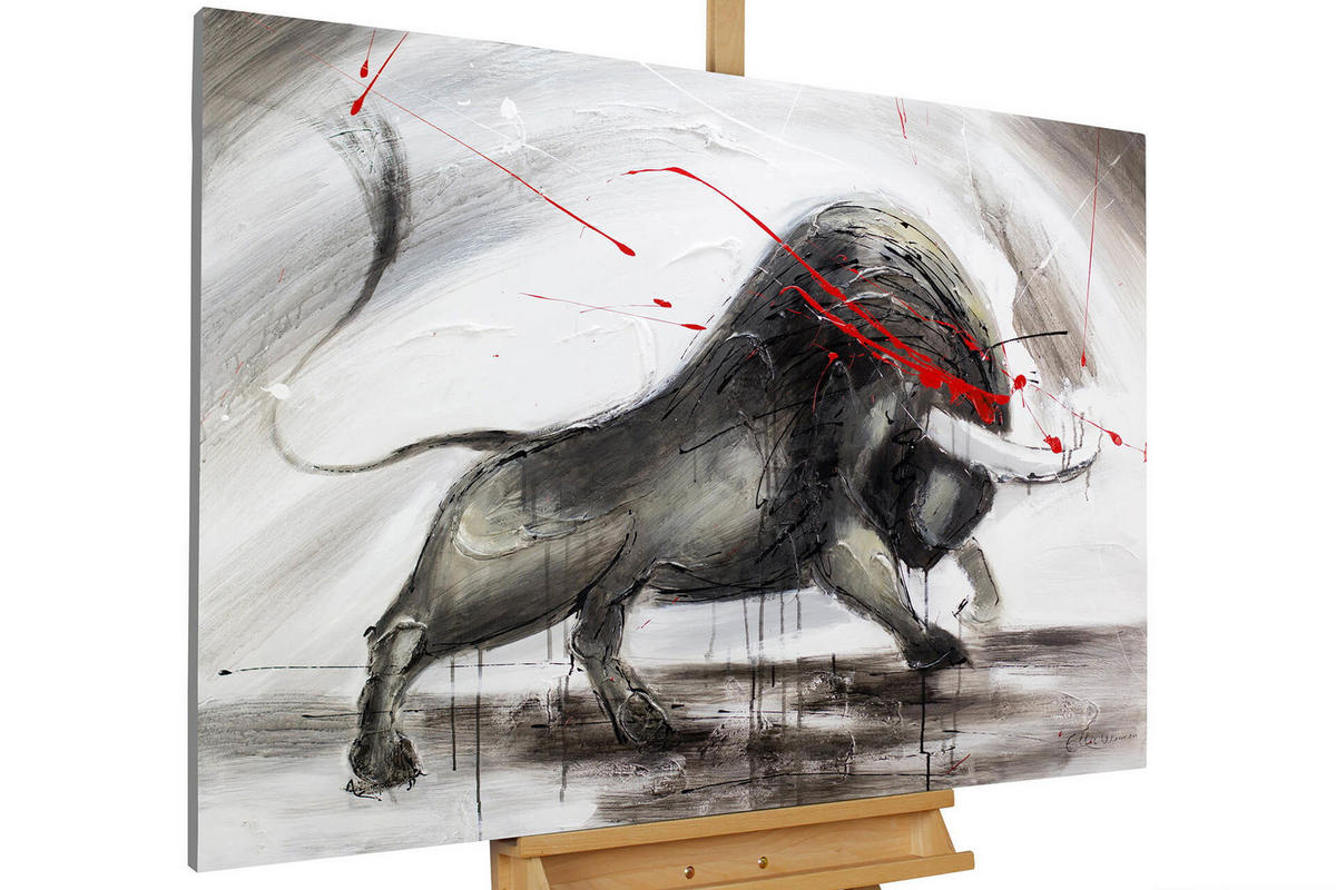 ACRYLBILD HANDGEMALT 120/80 cm - Grau, Holz/Textil (120/80cm) - KUNSTLOFT