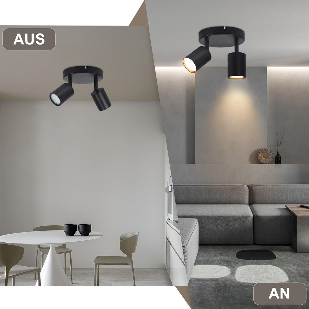 STRAHLER Bayreuth 2-flammig 15/15/14.4 cm - Schwarz, Metall (15/15/14.4cm) - Nettlife