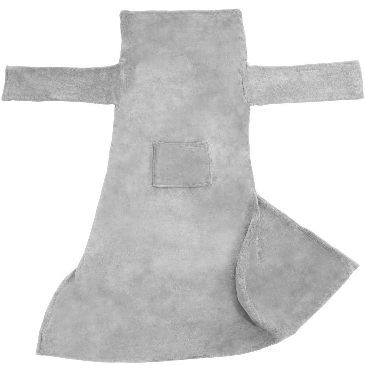 KUSCHELDECKE MIT ÄRMELN ,inklusive Tasche auf der Vorderseite,grau - Grau, Textil (150/180cm) - tectake