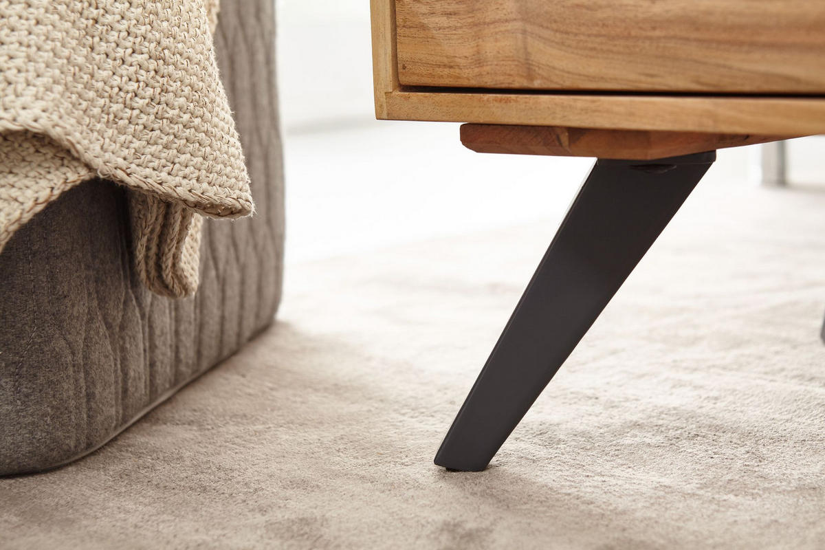 COUCHTISCH Massivholz und Metall, Modernes Design, Großer Stauraum, Robuste Beine - Beige/Anthrazit, Holz/Metall (45/95/45cm) - KADIMA DESIGN