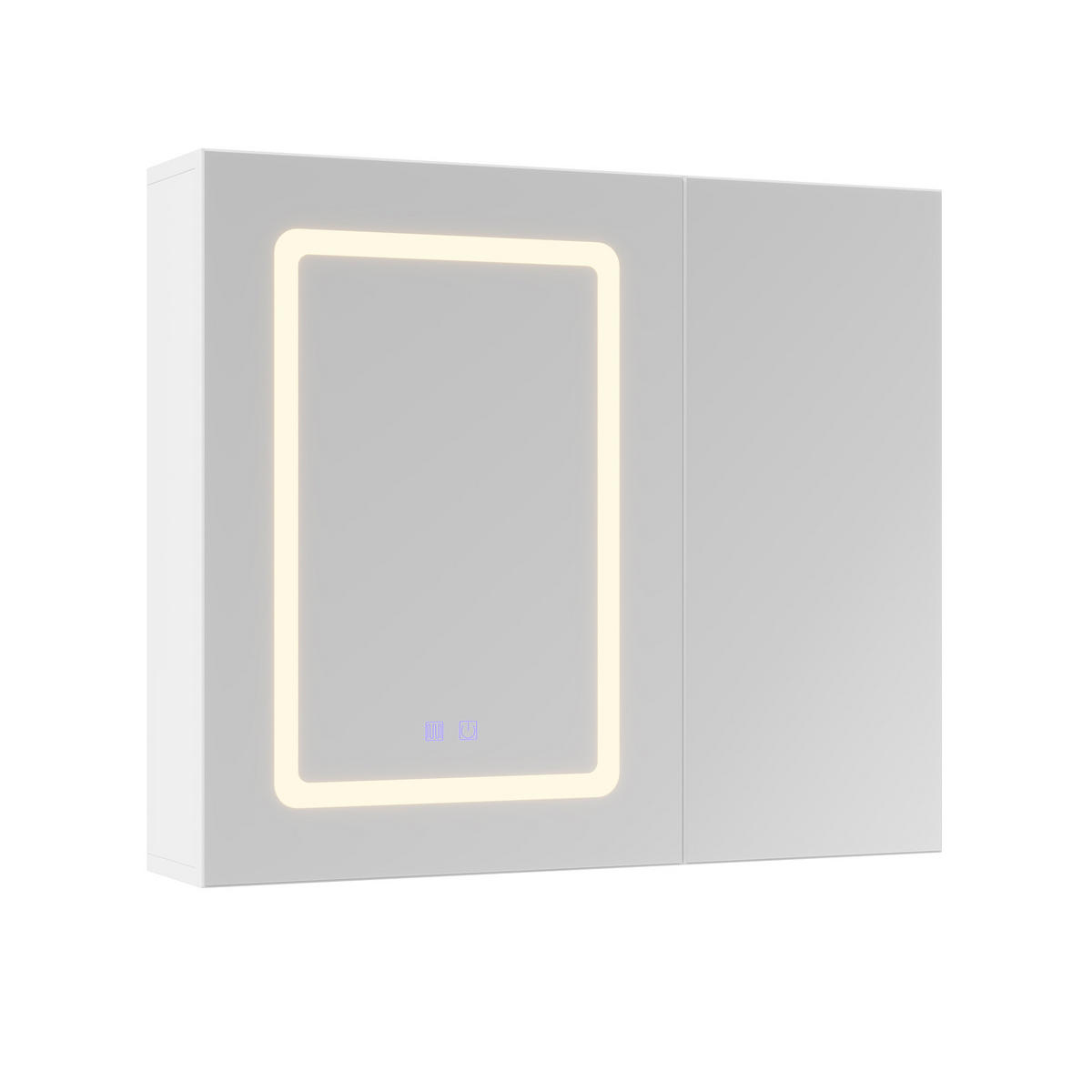 SPIEGELSCHRANK 2-türig LED mit Antibeschlag Doppelspiegel Badschrank 70cm - Weiß, Glas (70/60/13.5cm)