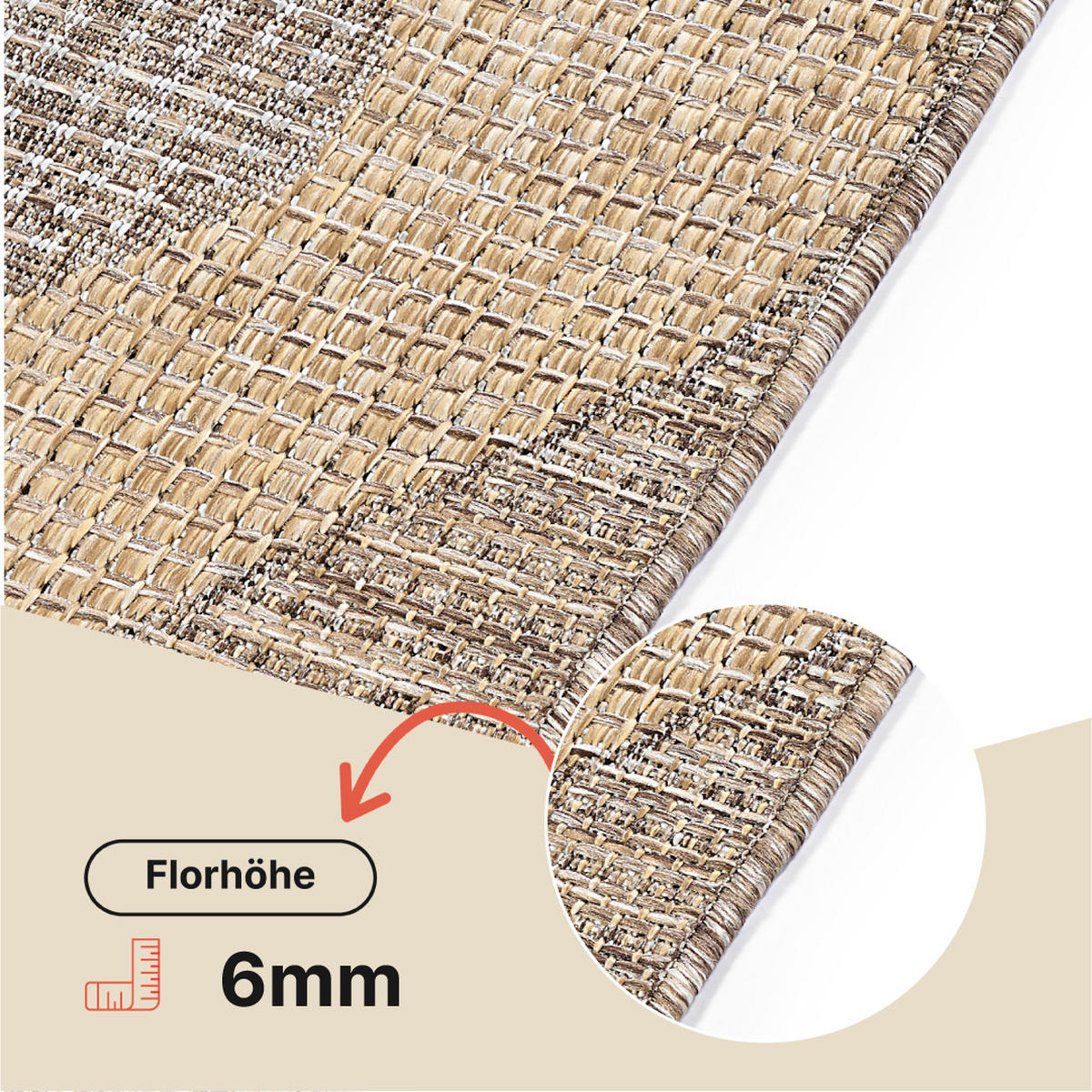 TEPPICH YUCANA Braun Outdoor Flachgewebe 200/300 cm - Braun, Textil (200/300cm) - Tapiso