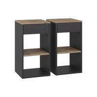 NACHTTISCH Dany Anthrazit 2er Set - Honigeiche/Anthrazit, Holzwerkstoff (35/65/35cm) - Vicco