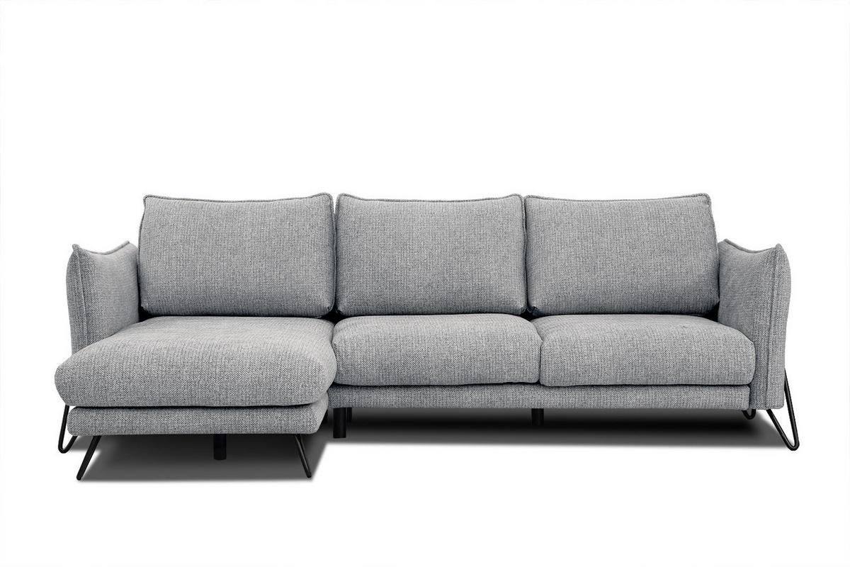 ECKSOFA HOSTEN 4-Sitzer, grau - Schwarz/Grau, Holzwerkstoff/Textil (158/269cm) - Courtois Laville