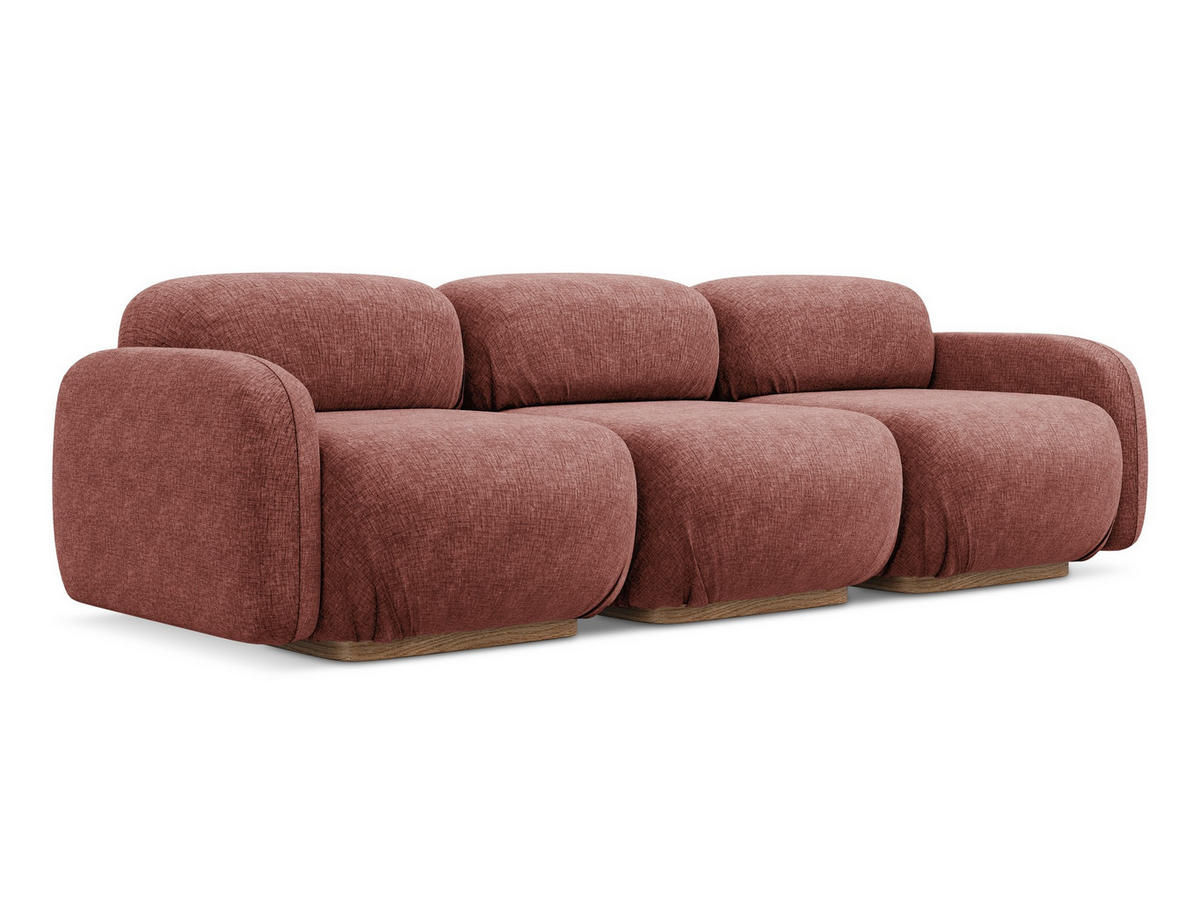 4-SITZER-SOFA Chenille Stoff Pink - Pink/Hellrosa, Holz/Textil (270/73/95cm) - Makamii