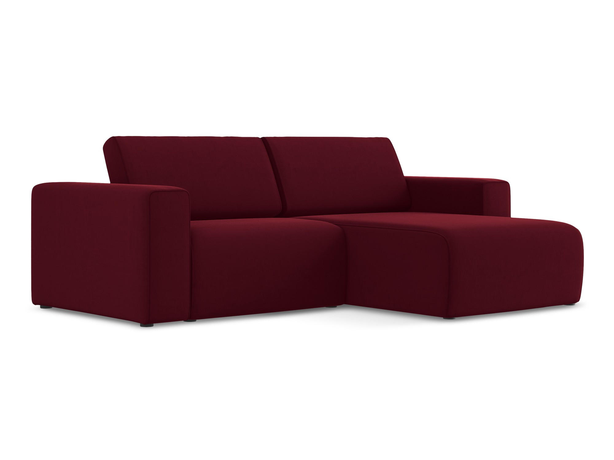 ECKSOFA Rechts Samt Stoff Rot - Bordeaux/Beige, Kunststoff/Textil (224/167cm) - Makamii
