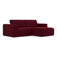 ECKSOFA Rechts Samt Stoff Rot - Bordeaux/Beige, Kunststoff/Textil (224/167cm) - Makamii