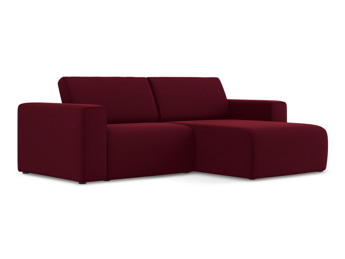 ECKSOFA Rechts Samt Stoff Rot - Bordeaux/Beige, Kunststoff/Textil (224/167cm) - Makamii