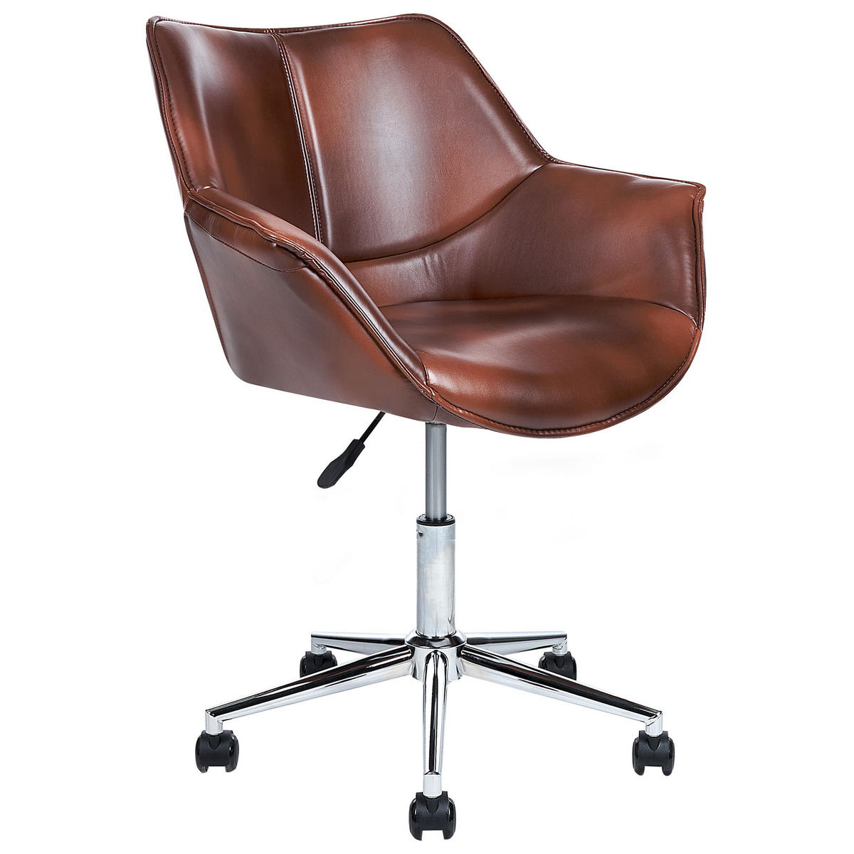 BÜROSTUHL Kunstleder Braun Newdale - Braun, Textil/Metall (62/79/62cm) - Beliani