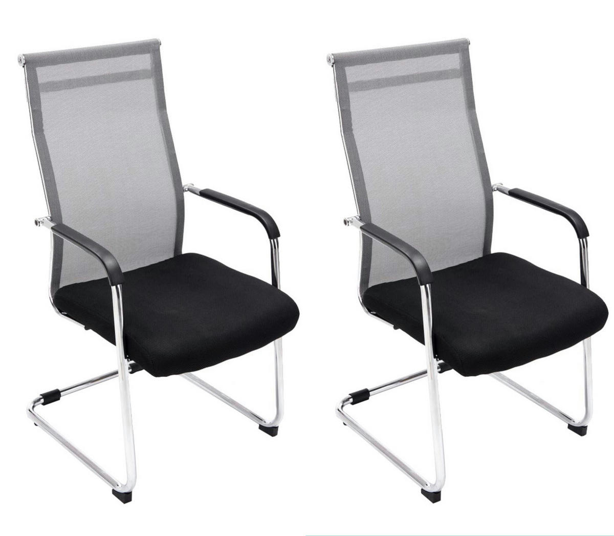 STUHL 2er Set Lederlook grau - Grau, Textil/Metall (55/106.5/62cm) - CLP