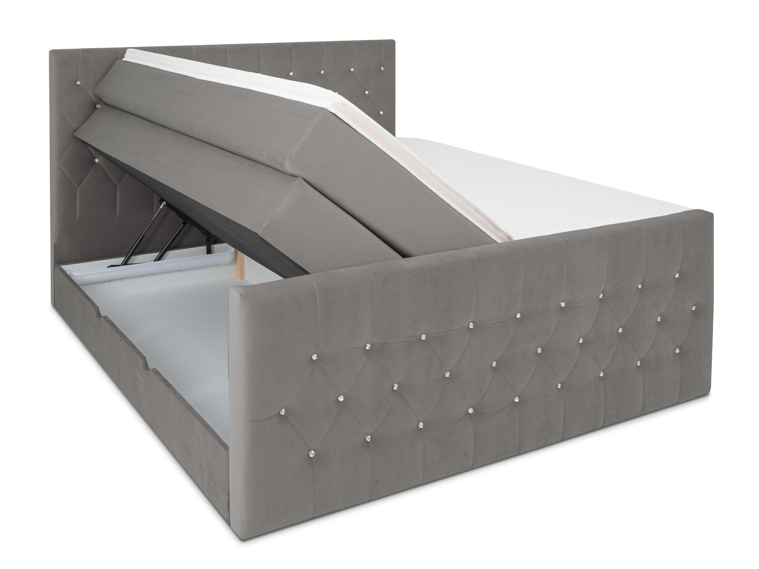 BOXSPRINGBETT Sira Grau 160/200 cm H2/H3 Samt - Grau, Textil (160/200cm) - wonello
