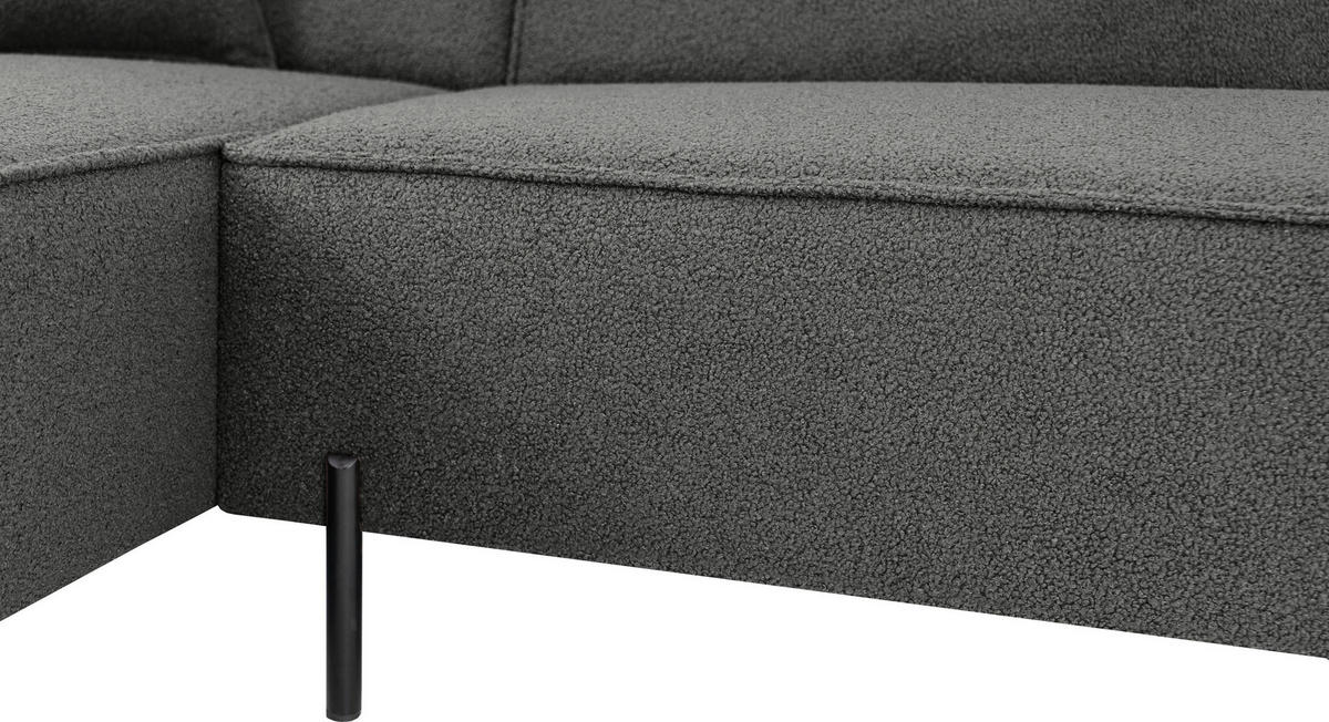 ECKSOFA Hana Loft 3-Sitzer Ecke Links, Boucle, Grau 241/80/168 cm - Schwarz/Grau, Textil/Metall (241/168cm) - WFL GROUP