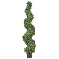 KUNSTPFLANZE im Blumentopf 158 cm Grün/Schwarz Buxus Spiral Tree - Schwarz/Grün, Kunststoff (158cm) - Beliani