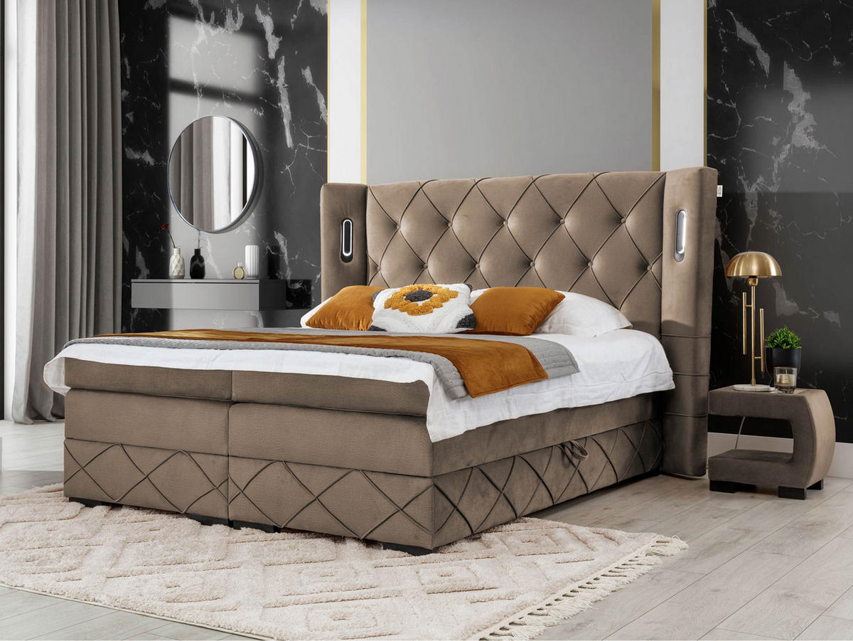 BOXBETT Focus Lux - Hellbraun, Holz (180/200cm) - MIRJAN24