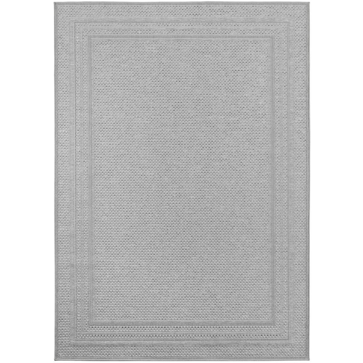 TEPPICH Outdoor Flachgewebe Bordürenmuster Polypropylen Terrasse Grau Rechteckig 120x170 - Grau, Textil (120/170cm) - KADIMA DESIGN