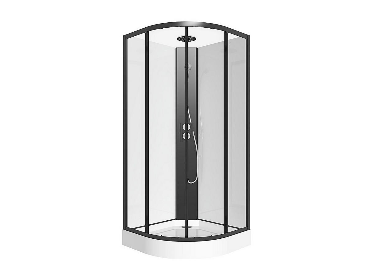DUSCHKABINE - 80 cm x 80 cm - Glas - Schwarz, Weiß - ROVATA - Schwarz/Weiß, Glas (80/80/200cm) - Vente-Unique