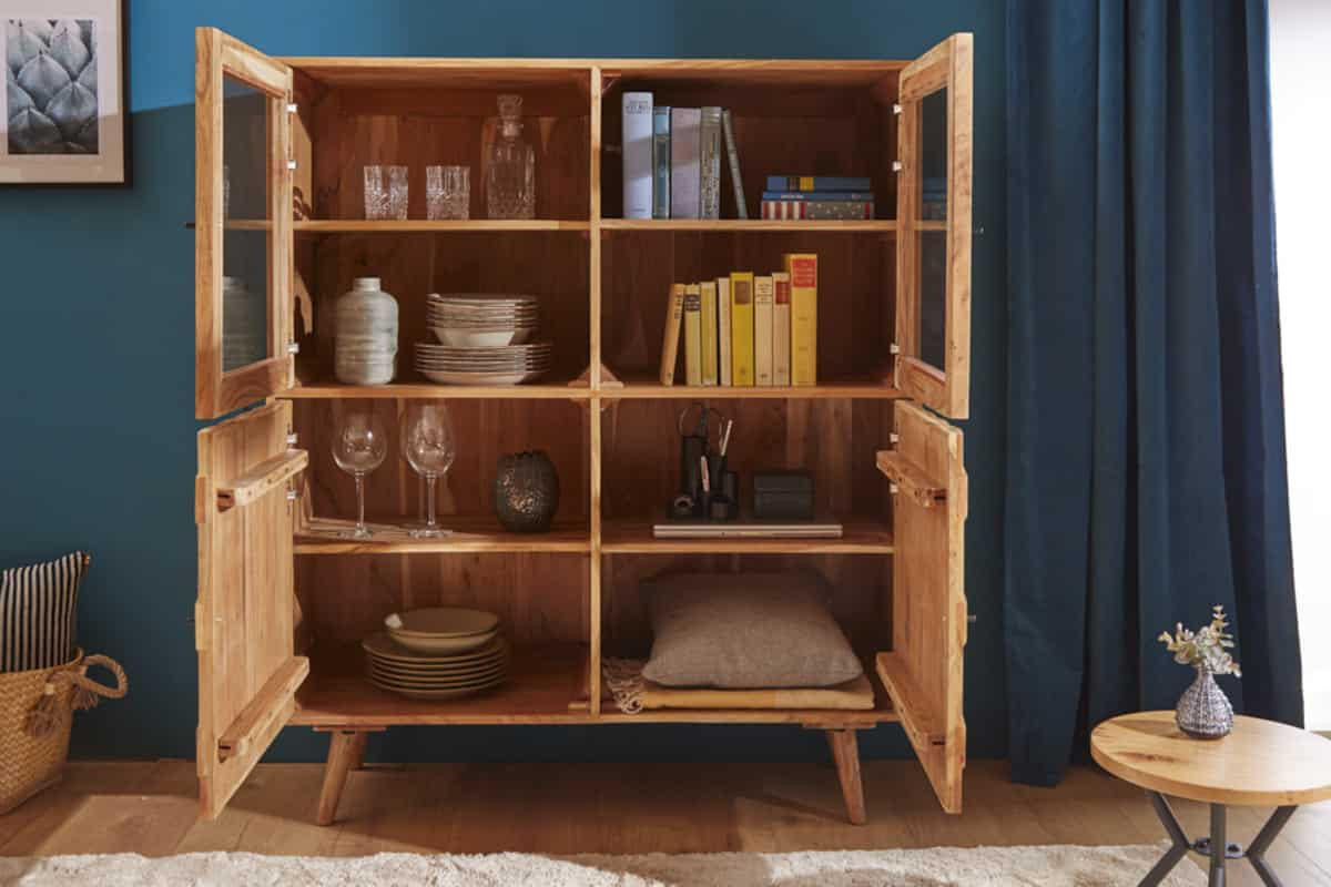 HIGHBOARD MYSTIC LIVING Akazie Natur 140cm - Braun, Holz (118/140/40cm) - riess-ambiente