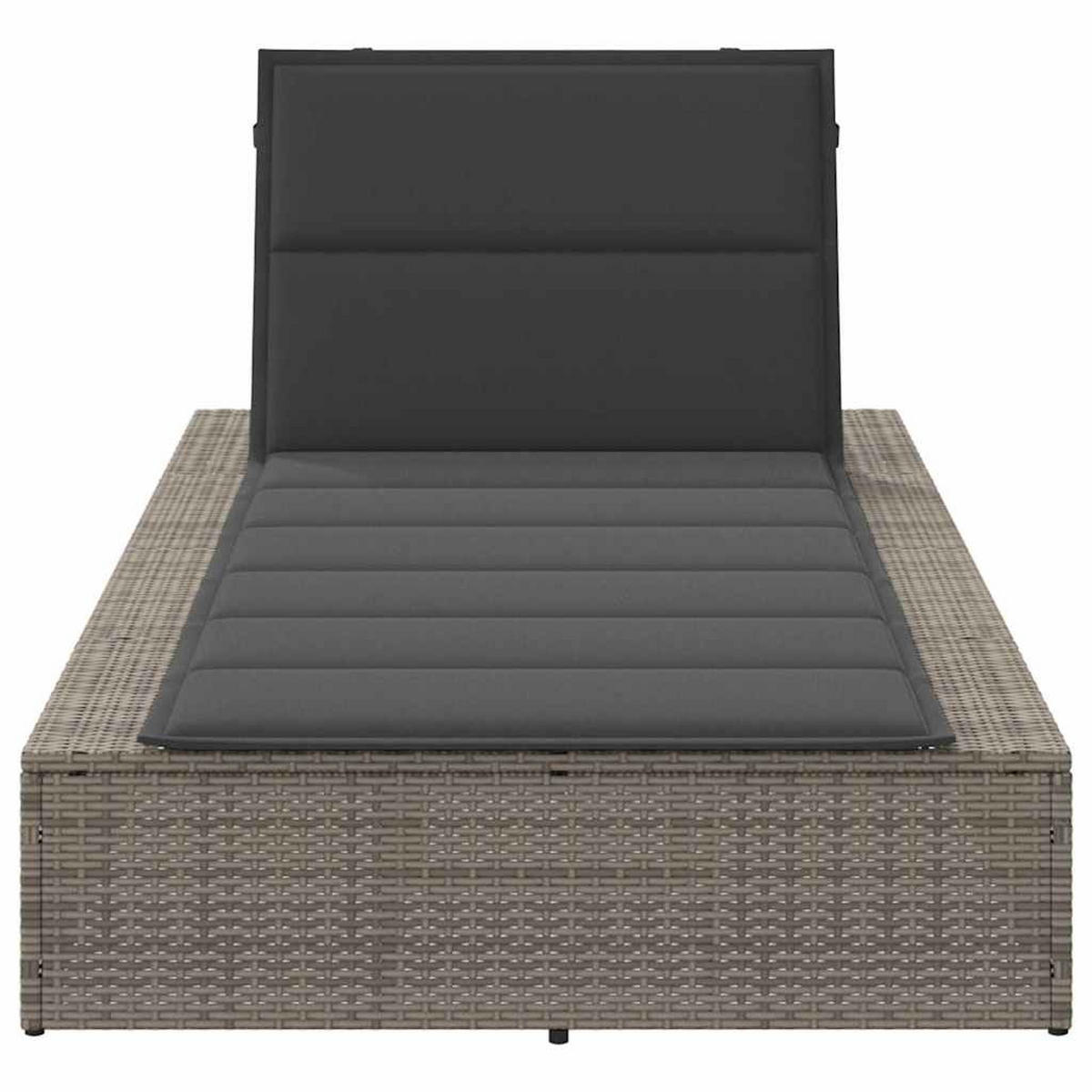 SONNENLIEGE Mit Schwebender Auflage Grau Poly Rattan - Grau, Kunststoff (210/79/100cm) - vidaXL