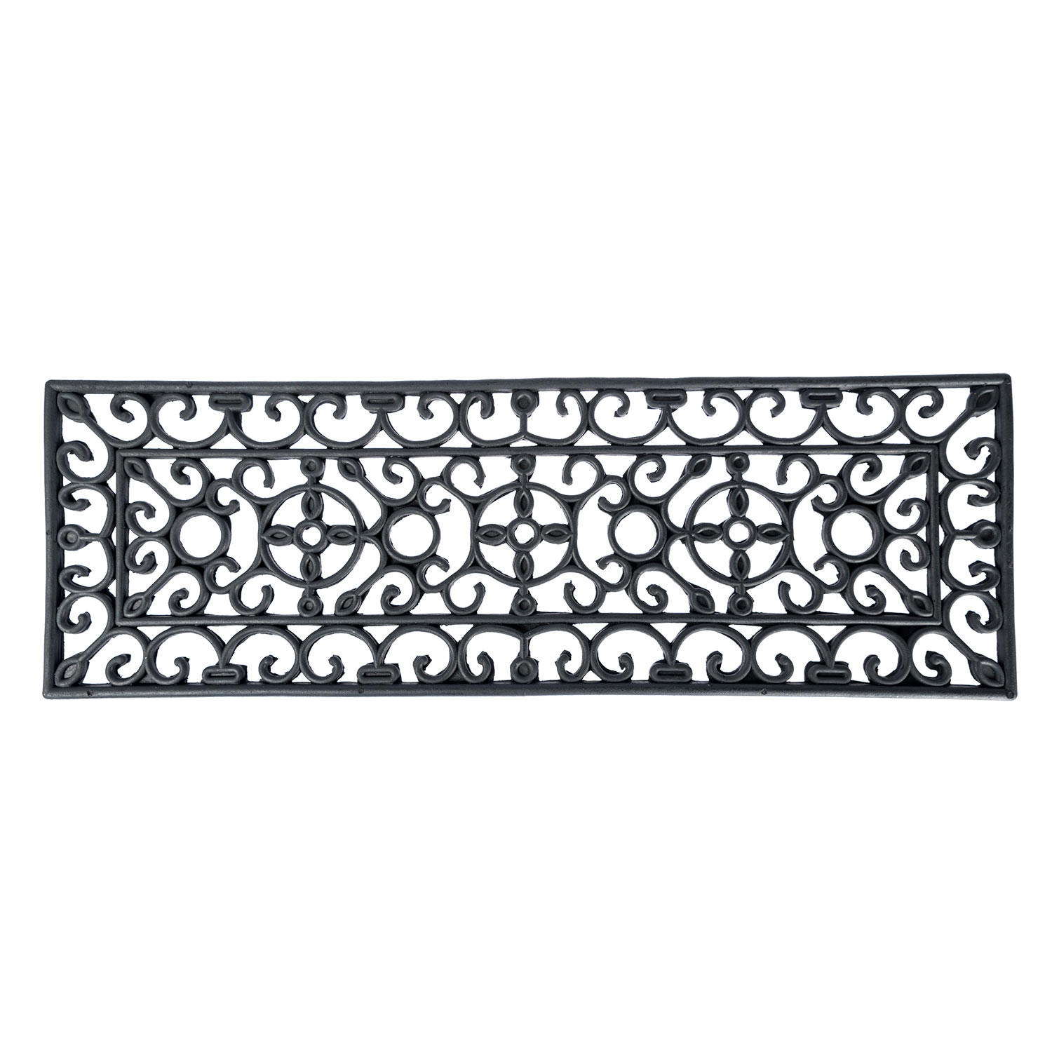 FUSSMATTE Ornament, Gummi 25/75 cm - Schwarz, Naturmaterialien (25/75cm) - Homescapes