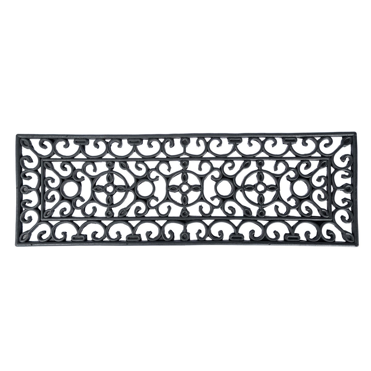 FUSSMATTE Ornament, Gummi 25/75 cm - Schwarz, Naturmaterialien (25/75cm) - Homescapes