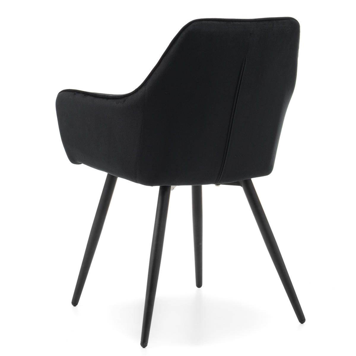 STUHL VASTO gepolstert mit Steppung - schwarz - Samt Velours - Schwarz, Textil/Metall (58/87/60cm) - NEW HOME
