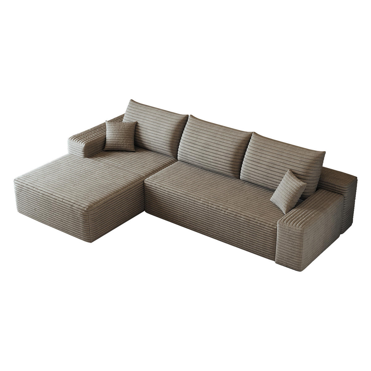 ECKSOFA 270/175/83 cm Kamel Cord mit Chaiselongue, Linke Seite - Braun/Cappuccino, Textil (270/175cm) - Oxeza