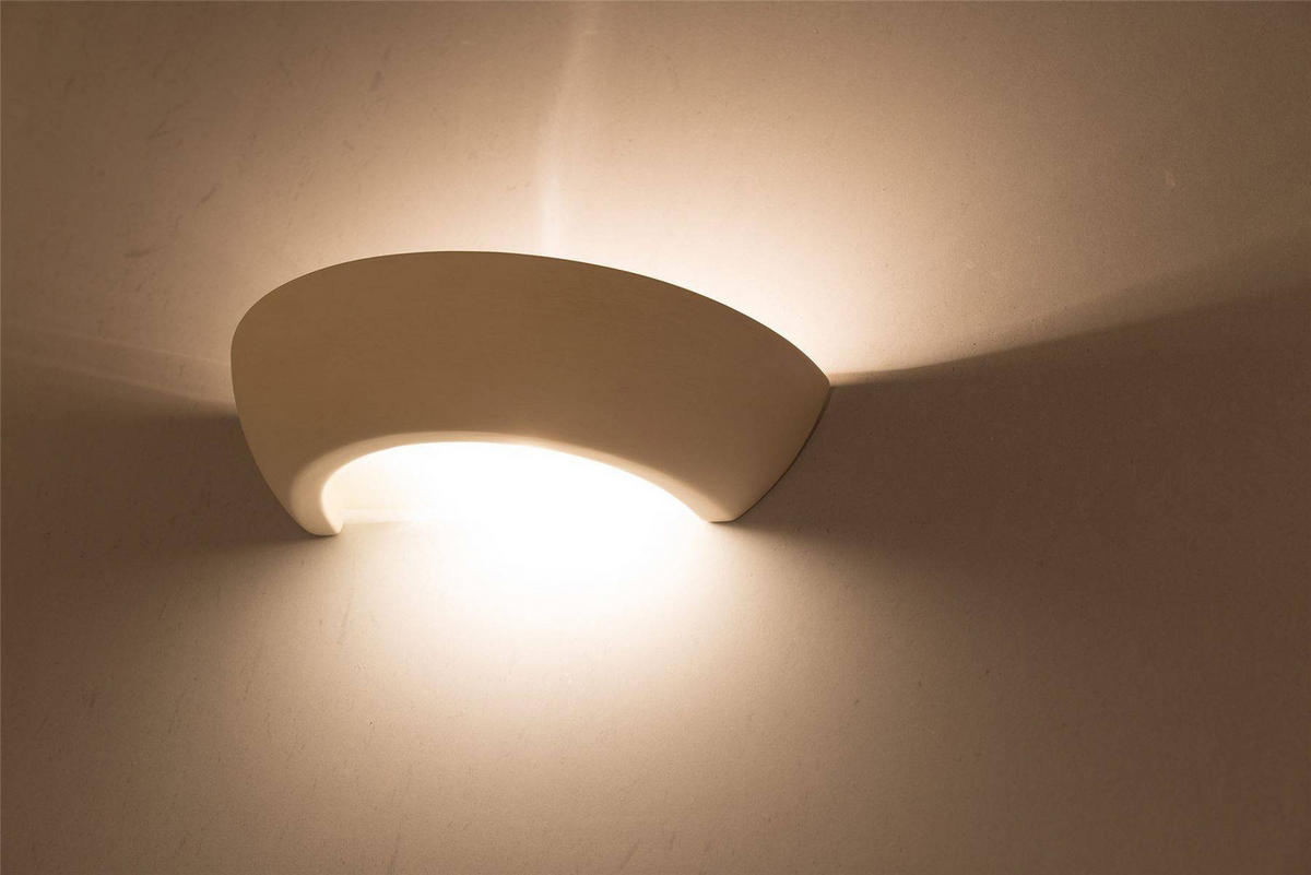 WANDLEUCHTE Keramik Weiß Glas - Weiß, Glas (16/8/34cm) - Sollux Lighting