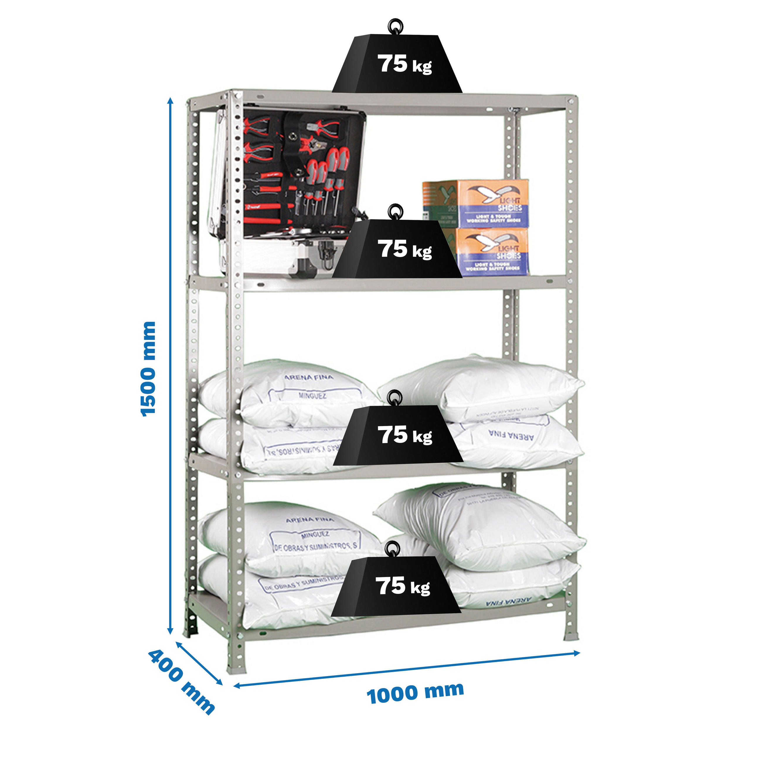 SCHRAUBREGAL PANDA MID | HxBxT 150x100x40cm | Fachlast 75kg | Grau - Grau, Metall (100/150/40cm) - PROREGAL