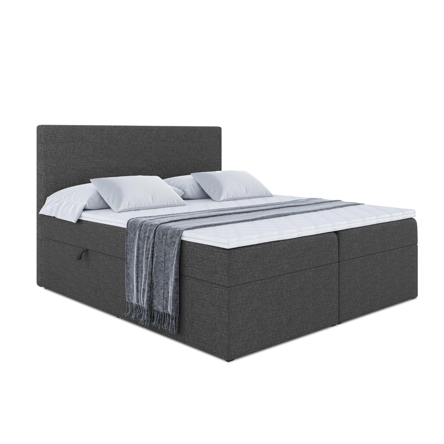BOXBETT mit H3-Matratze und Lattenrost - LUKI - 160x200 Dunkelgrau - Dunkelgrau, Holzwerkstoff (160/200cm) - ALTDECOR