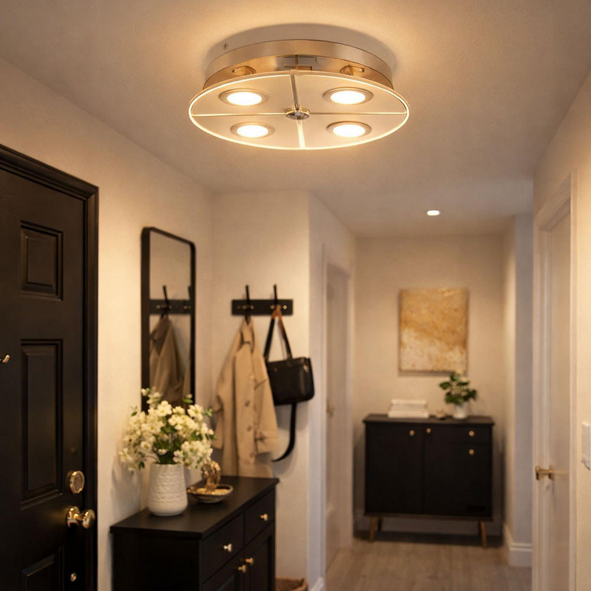 LED DECKENLEUCHTE Metall Glas Silber - Silberfarben, Glas (30/30/7.5cm) - Globo Lighting