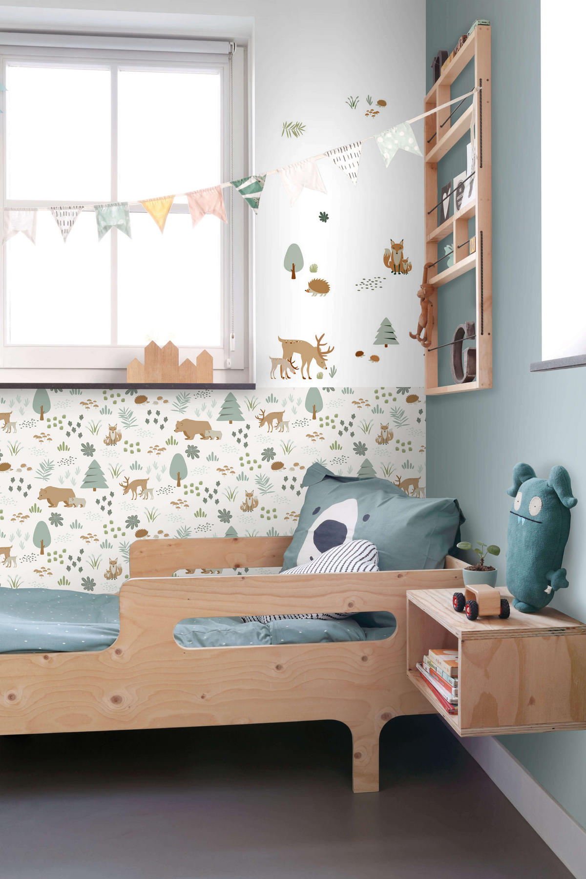 WANDTATTOO Wald mit Waldtieren 47.5 x 66 cm - Beige, Papier (47.5/66/66cm) - ESTAhome