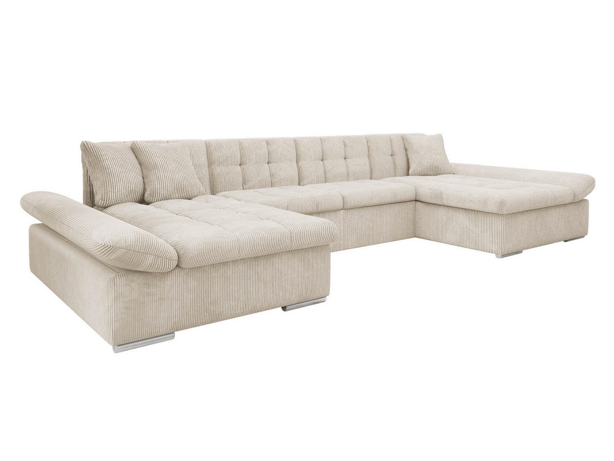 WOHNLANDSCHAFTEN Alia Cord - Chromfarben/Creme, Holz/Kunststoff (360/75/160cm) - MIRJAN24