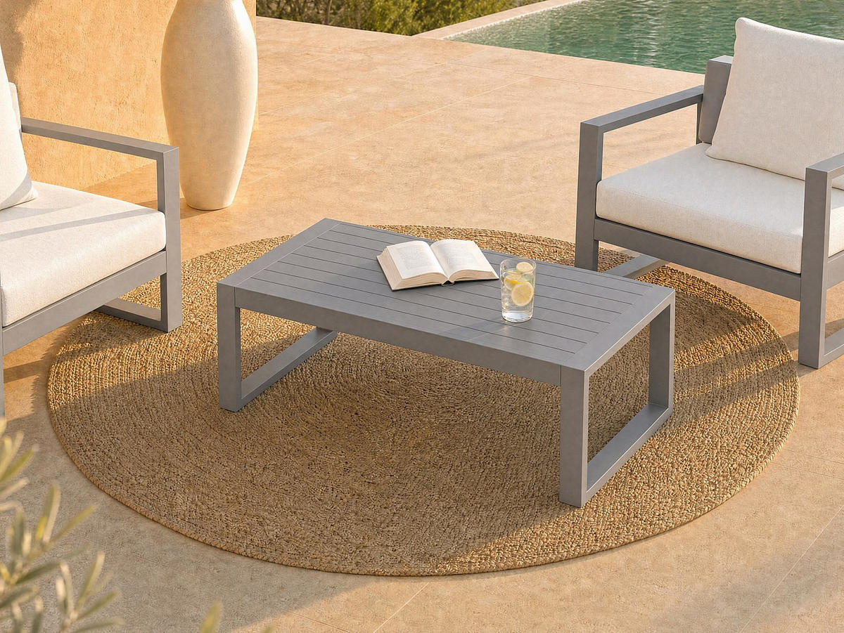 GARTENBEISTELLTISCH - 110 cm x 61.2 cm - Metall - Taupe - MOLOKAI - Taupe, Metall (61.2/110/35.5cm) - Vente-Unique