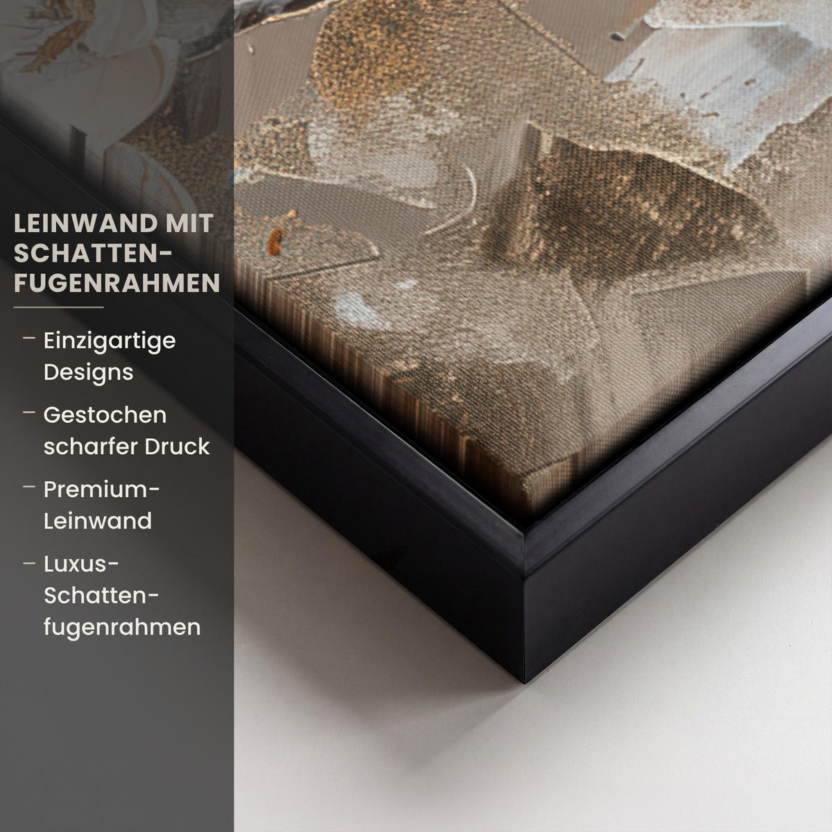LEINWAND Bilder mit Rahmen - Blumen - Weiß - Gold - Beige - Luxus - 40x60 - Greige, Textil (40/60cm) - MuchoWow