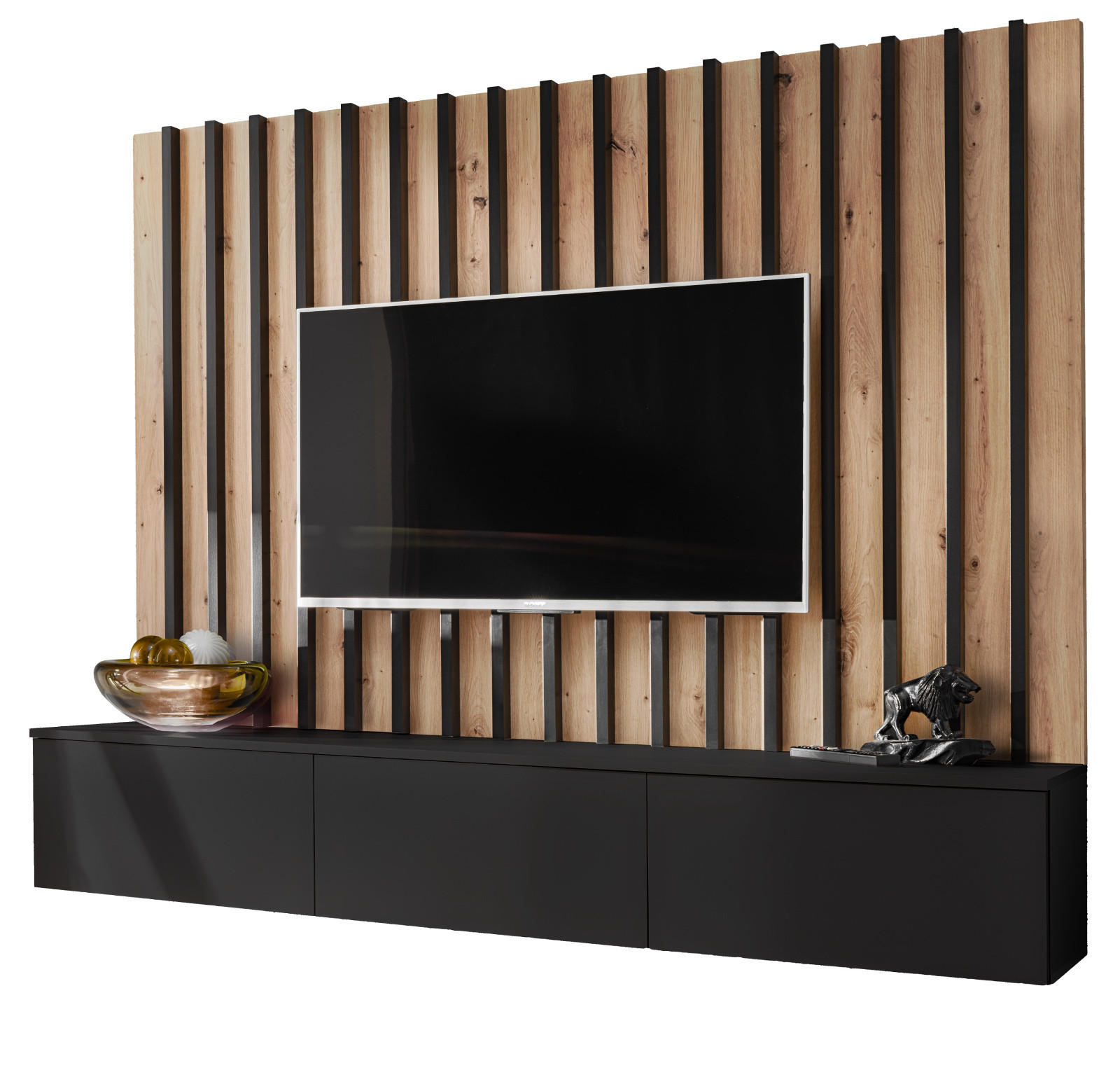Furn.Design TV Schwarz, Eiche Artisan 180x148x35 cm