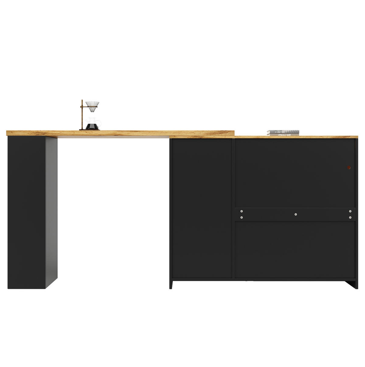 BARTISCH 198/39,6/97 cm schwarz in Holzmaserung mit 360° drehbar und LED-Beleuchtung - Schwarz, Holzwerkstoff (108/39.6/97cm) - OKWISH