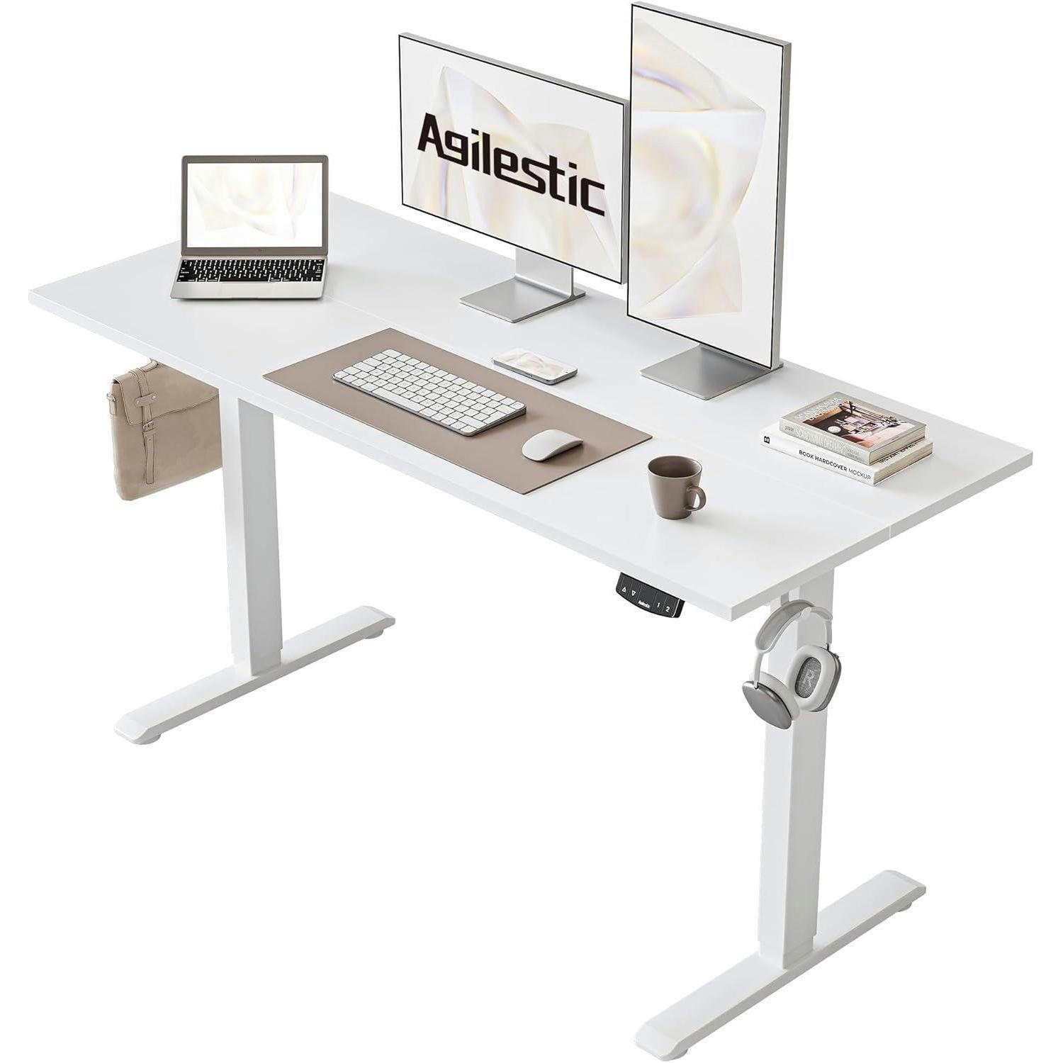 SCHREIBTISCH Höhenverstellbar Elektrisch 120 x 60 cm Weiß - Weiß, Metall (120/60/75cm)