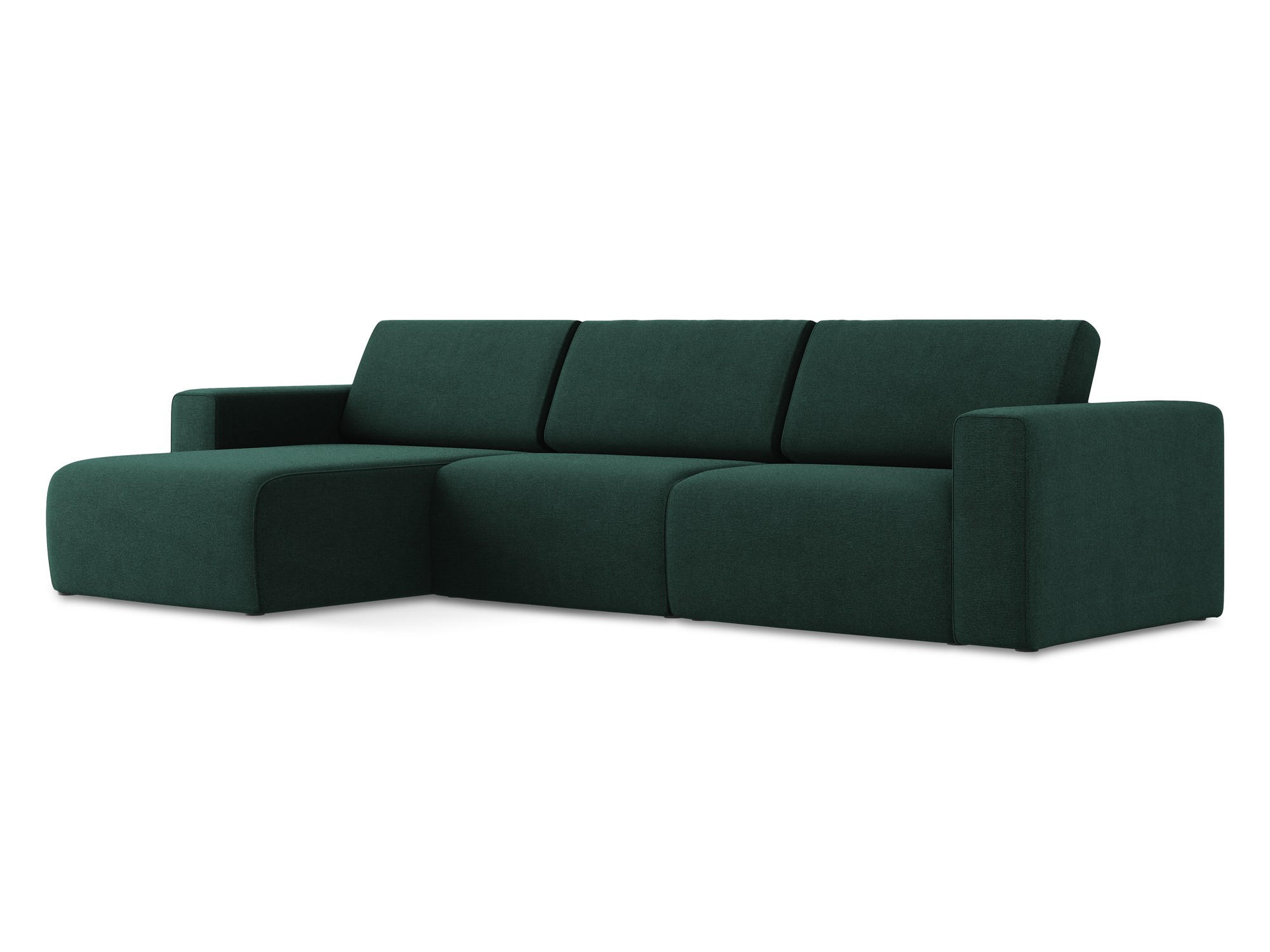 ECKSOFA Links Strukturstoff Stoff Grün - Dunkelgrün/Schwarz, Kunststoff/Textil (167/314cm) - Makamii