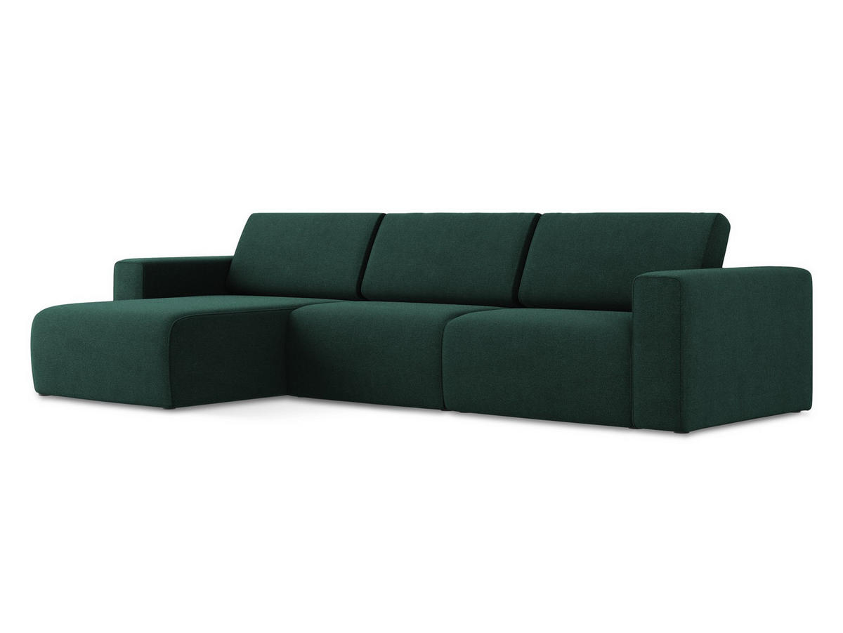 ECKSOFA Links Strukturstoff Stoff Grün - Dunkelgrün/Schwarz, Kunststoff/Textil (167/314cm) - Makamii