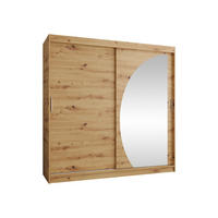 SCHWEBETÜRENSCHRANK Wika 200 cm mit Schubladen - Silberfarben/Eiche Artisan, Holzwerkstoff/Kunststoff (200/200/62cm) - MIRJAN24