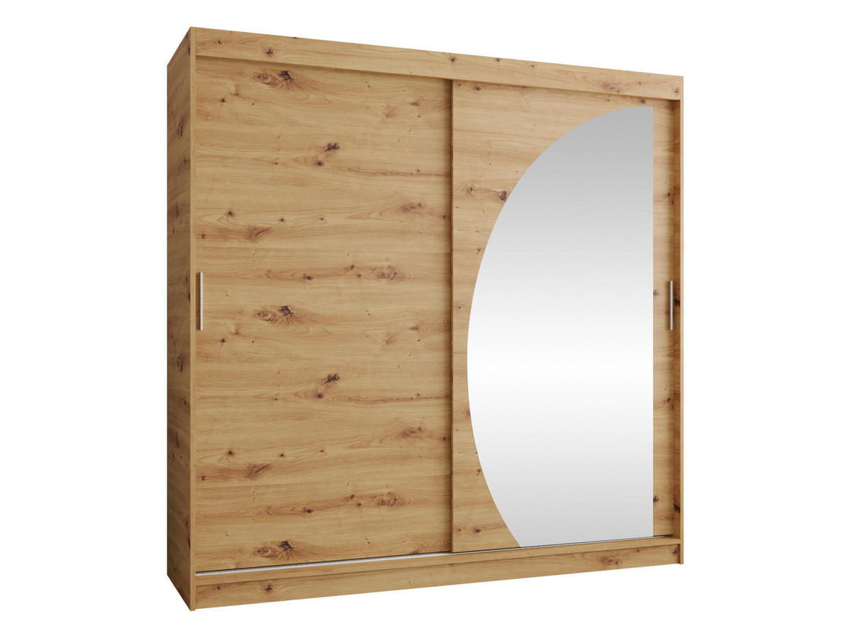SCHWEBETÜRENSCHRANK Wika 200 cm mit Schubladen - Silberfarben/Eiche Artisan, Holzwerkstoff/Kunststoff (200/200/62cm) - MIRJAN24