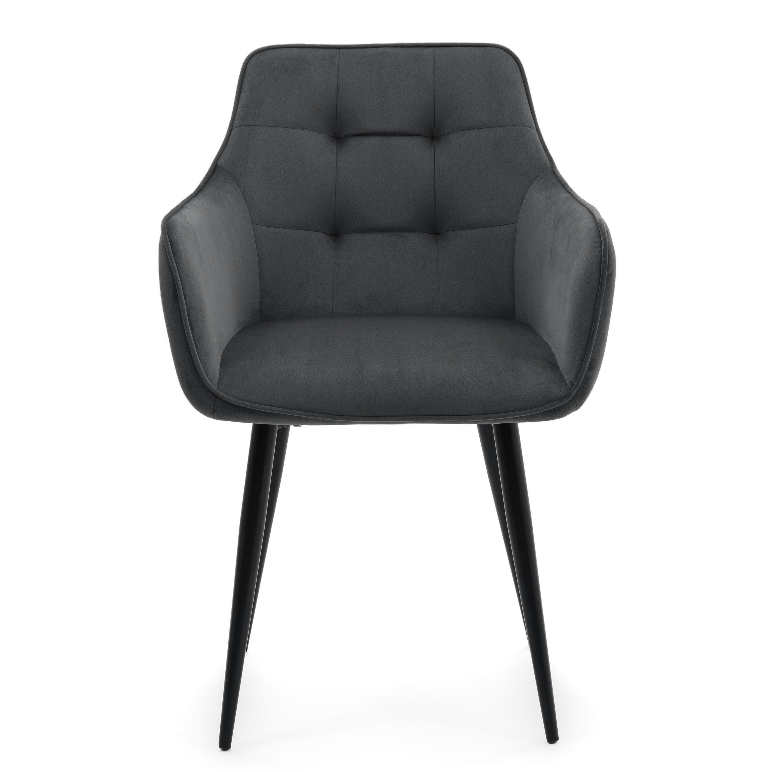 STUHL GALLO gespolstert mit Steppung - grau - Samt Velours - Schwarz/Grau, Textil/Metall (58/88/58cm) - NEW HOME