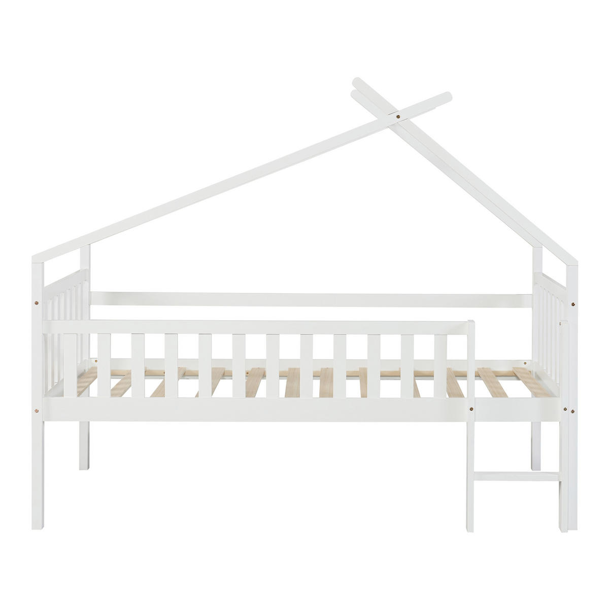 KINDERBETT Sotkamo mit Matratze - Weiß, Holz (90/200cm) - [en.casa]