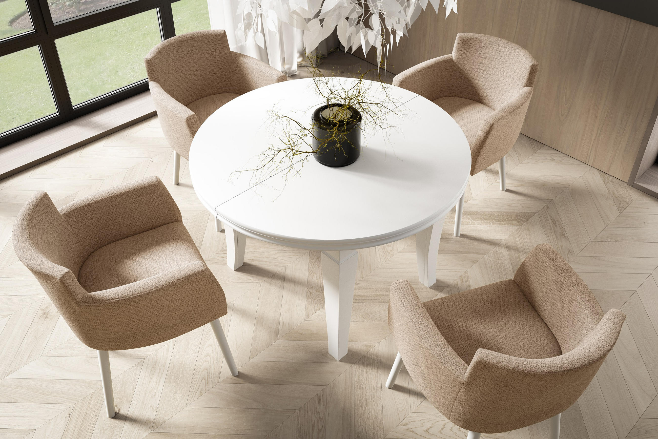 ESSTISCH TINO Ausziehbar 110 - 260 / 110 x 77 cm - Weiß, Holz (110/110/77cm) - MASSENO