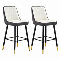 BARHOCKER 2er-Set 100 cm PU-Leder Weiß/Dunkelgrau Metallgestell - Dunkelgrau, Metall (45/100/42cm) - Meubliv